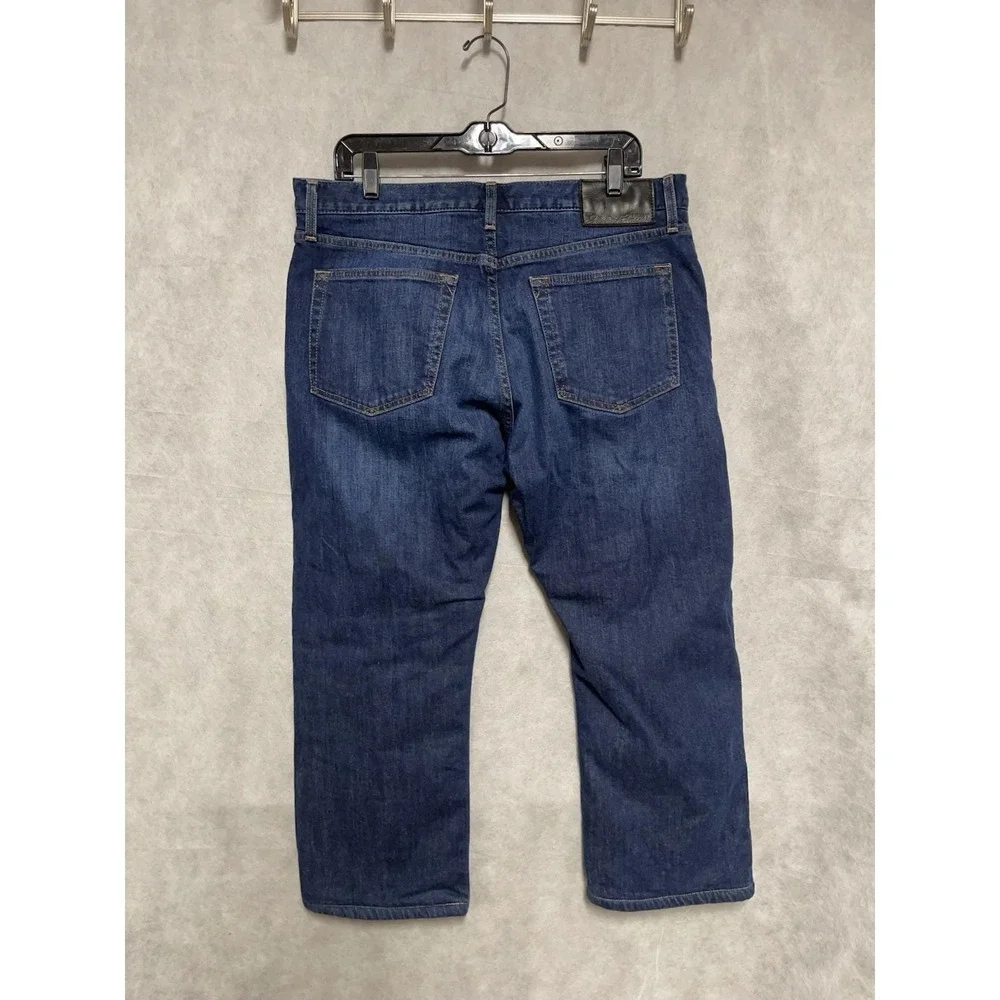 Eddie Bauer Jeans Men 35x26 Blue Dark‎ Straight Fleece Lined Denim Work Outdoor